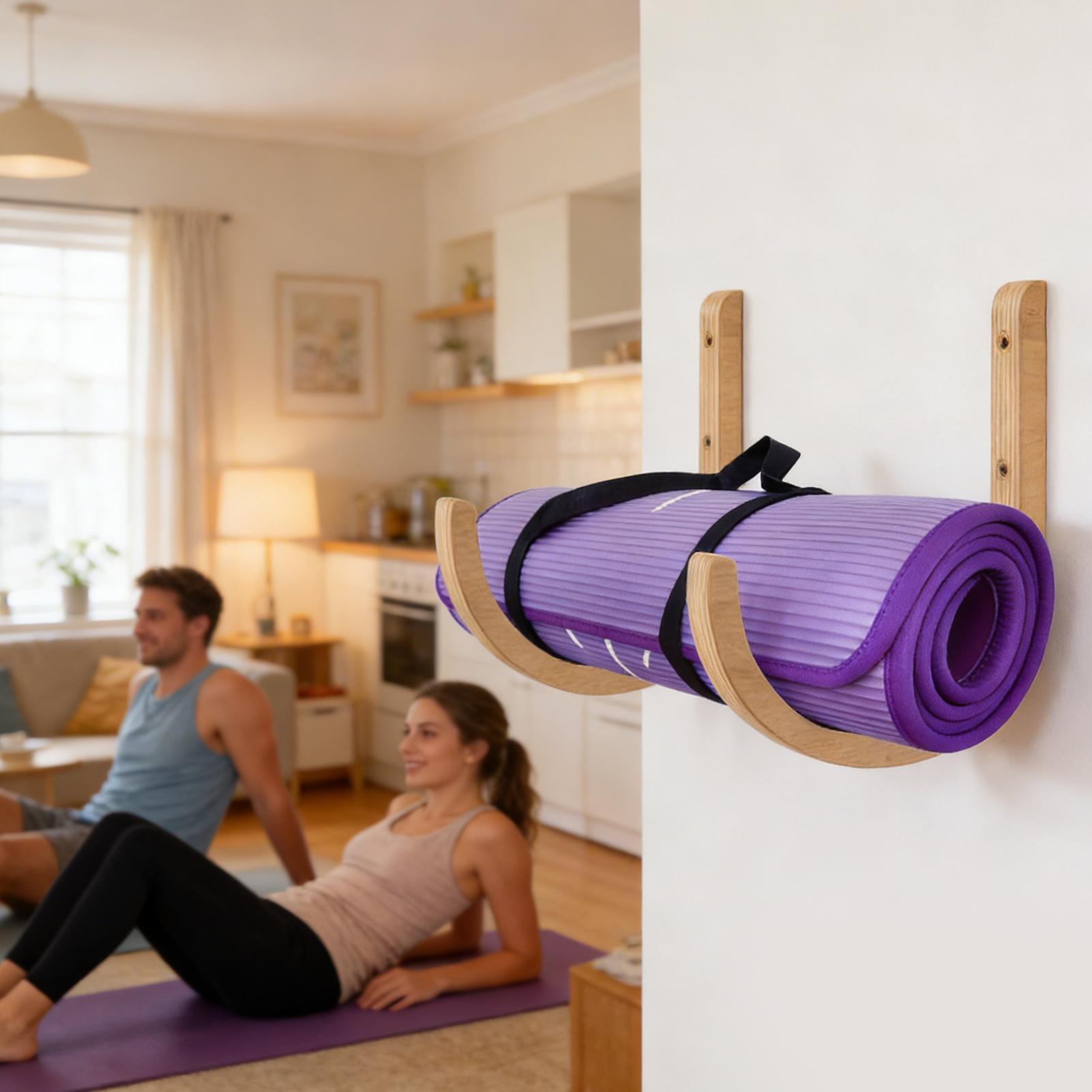 Home Gym Yoga Mat Storage - Wooden Yoga Mat Holder Wall Mount,