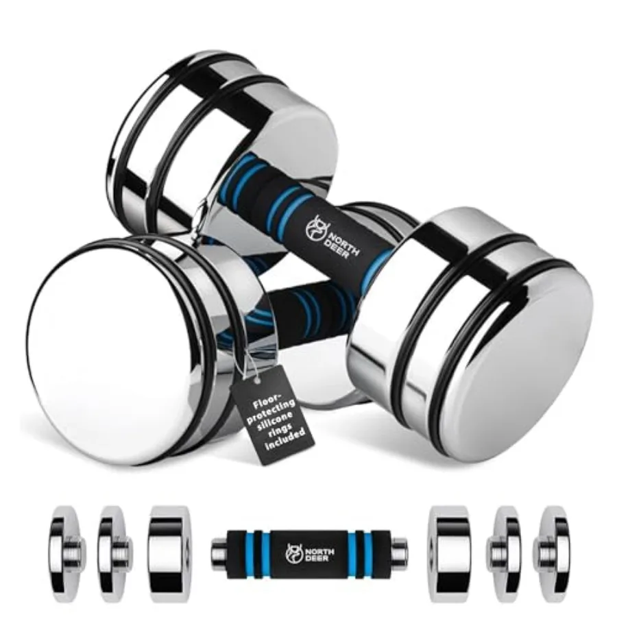 Home Gym Dumbbell Workout - Steel Dumbbells Ultracompact Adjustable Chrome with