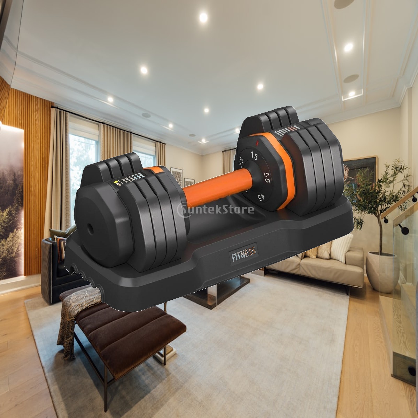 Home Gym Dumbbell Workout - Adjustable Dumbbell with Molded Base Multi