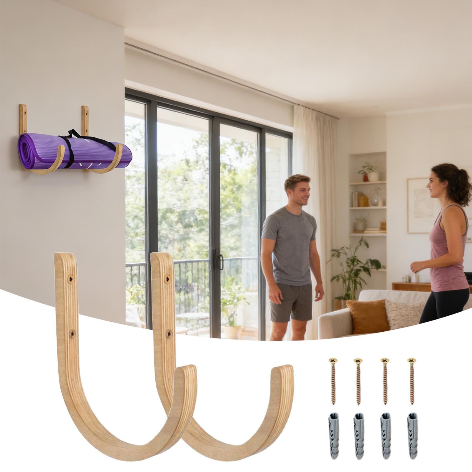 Yoga Mat Holder 2 Pieces Woode - đánh giá và giá Home Gym Yoga Mat Storage