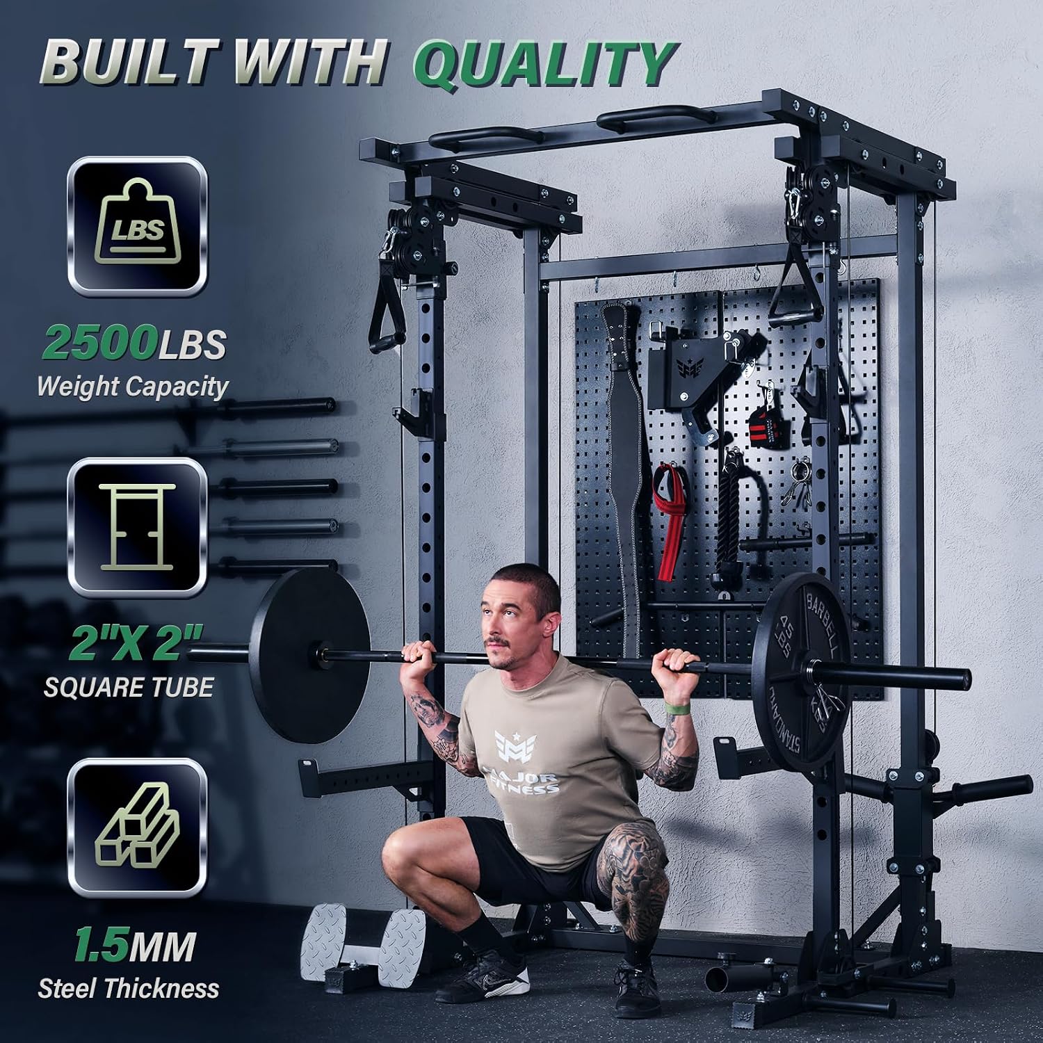 Drone3 Power Rack, 2500lbs Mul - đánh giá và giá Home Gym Pulley System