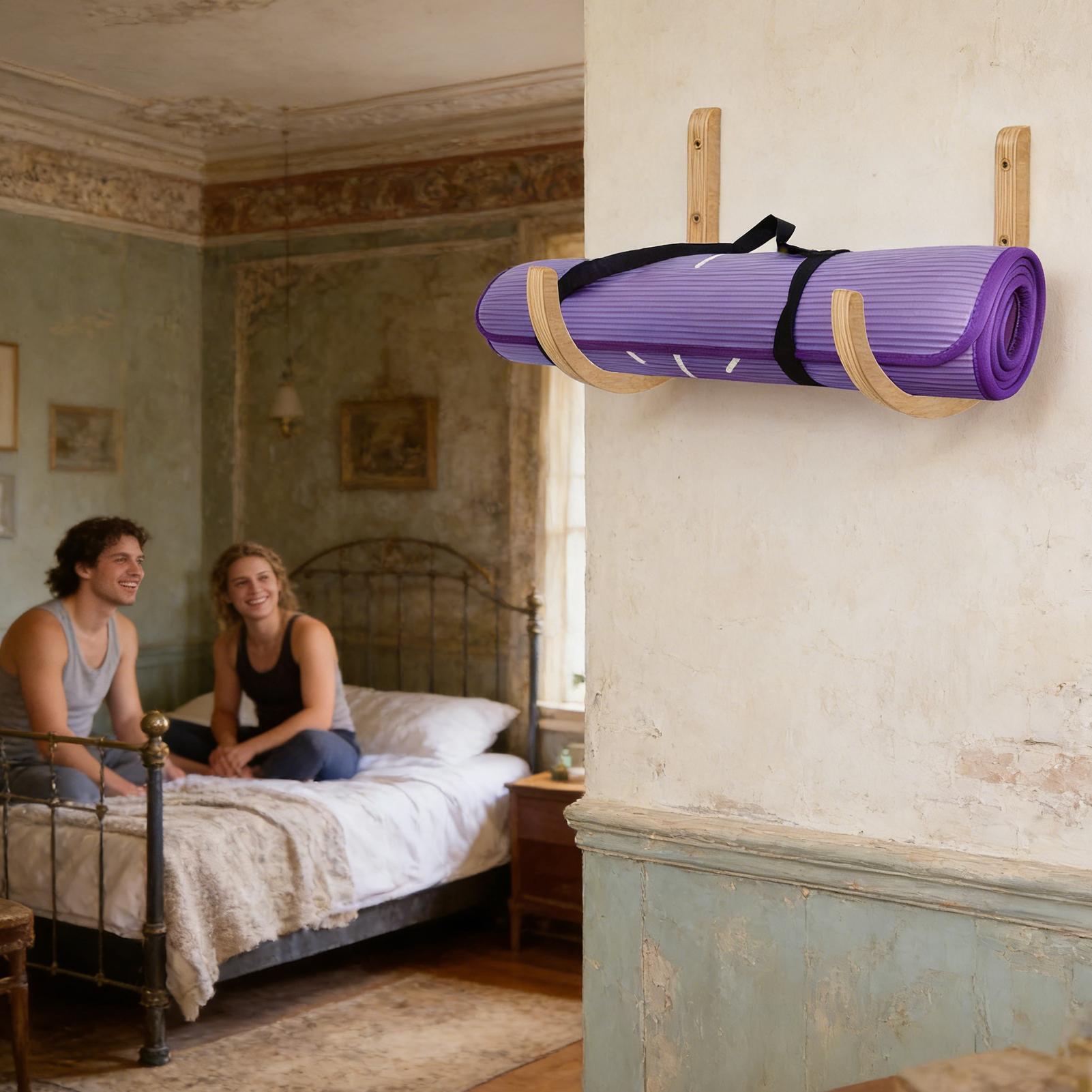 Yoga Mat Storage Rack 2PC Wood - đánh giá và giá Home Gym Yoga Mat Storage