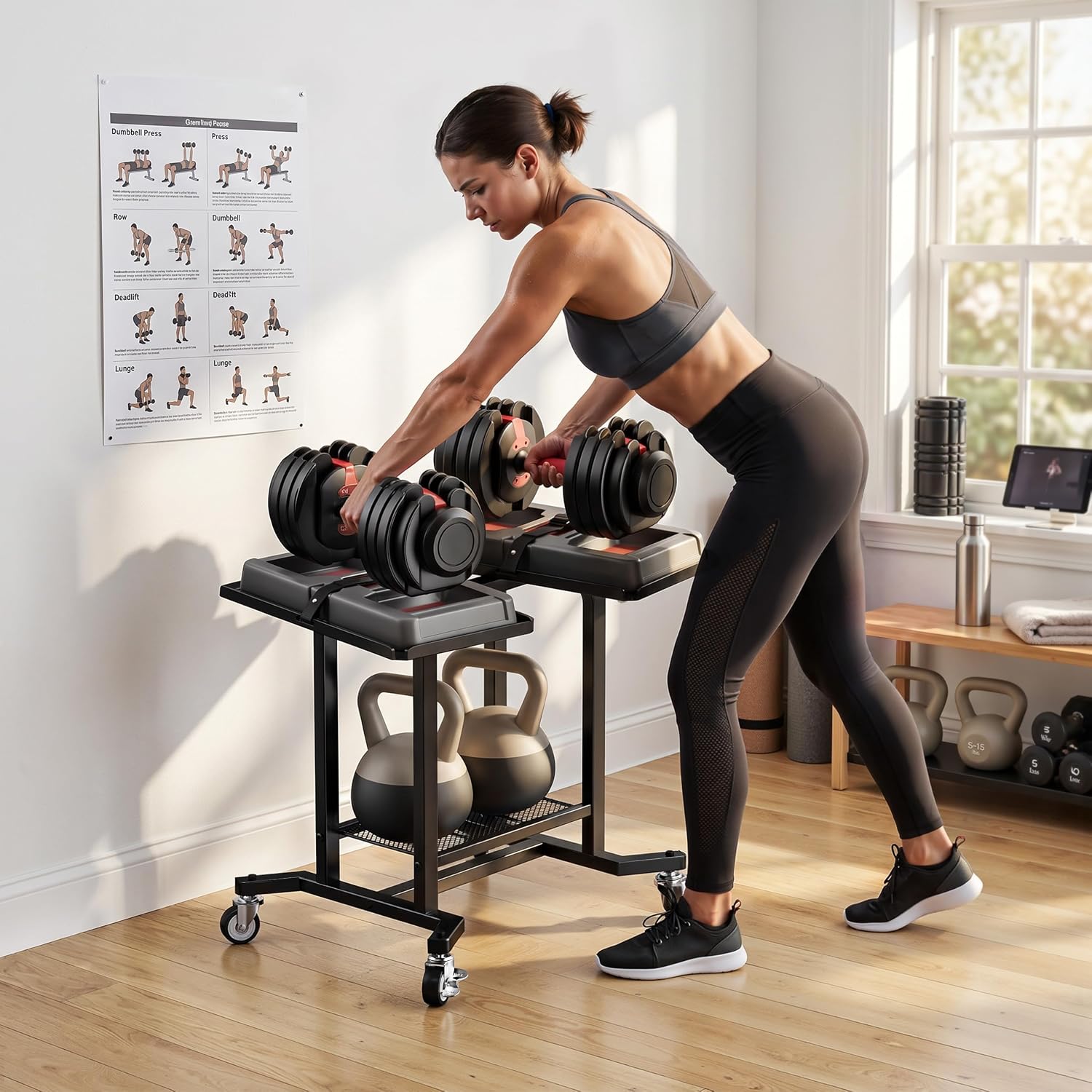Adjustable Dumbbell Rack Stand - đánh giá và giá Home Gym Dumbbell Workout