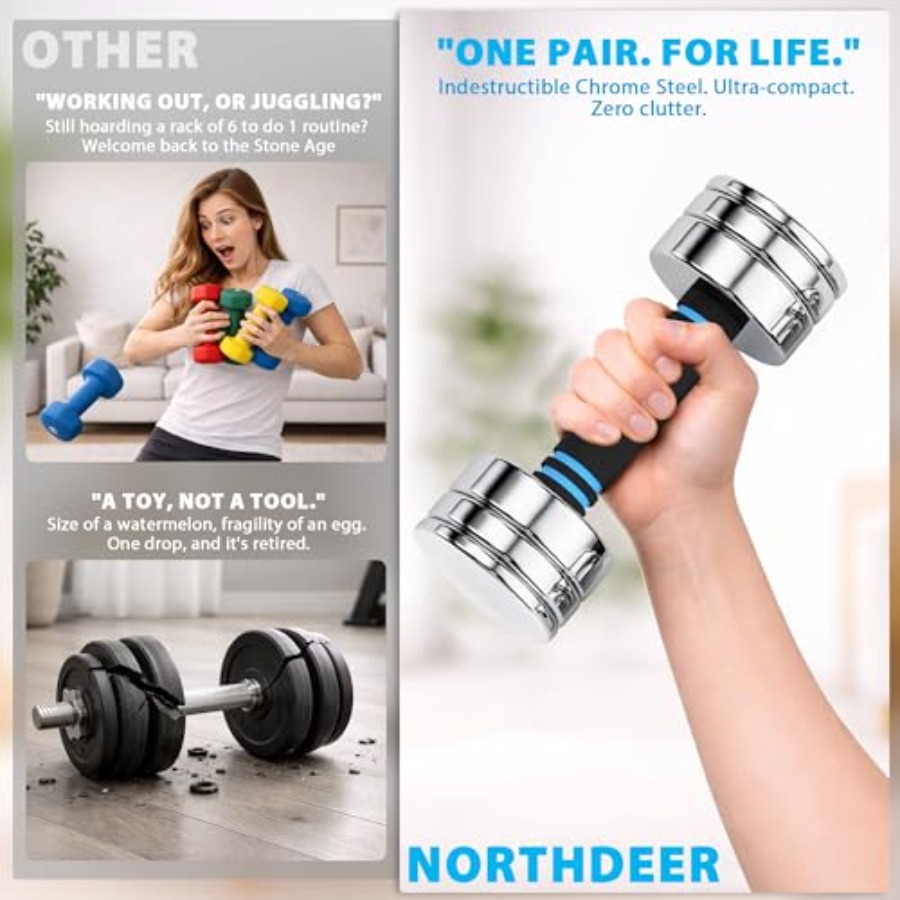 Steel Dumbbells Ultracompact A - đánh giá và giá Home Gym Dumbbell Workout