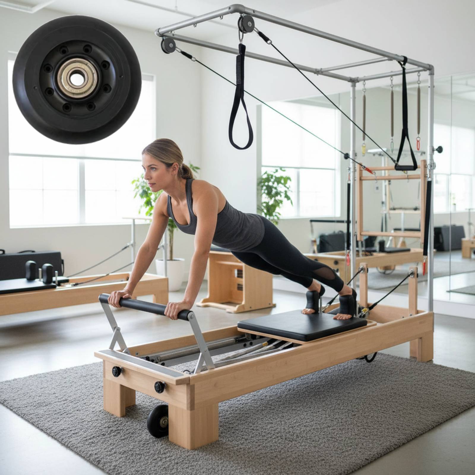 Pilates Reformer Wheel Black W - đánh giá và giá Home Gym Installation