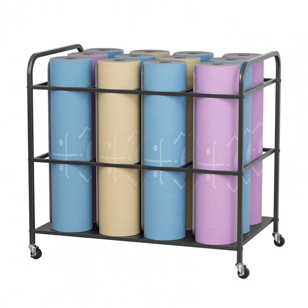 Yoga Mat Storage Rack with Whe - đánh giá và giá Home Gym Yoga Mat Storage